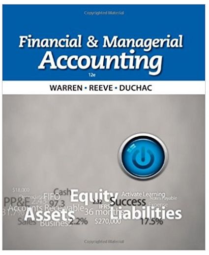 financial accounting 12th edition warren, reeve, duchac 1133952410, 9781133952411, 978-1133952428