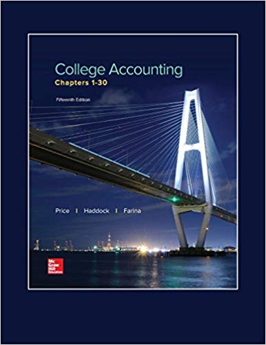 college accounting chapters 1-30 15th edition john price, m. david haddock, michael farina 1259994975,