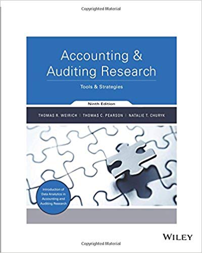 accounting and auditing research tools and strategies 9th edition thomas weirich, thomas pearson, natalie