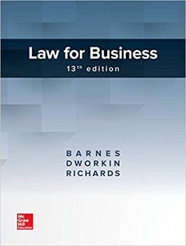 law for business 13th edition a. james barnes, terry m. dworkin, eric l. richards 1259722325, 978-1259722325