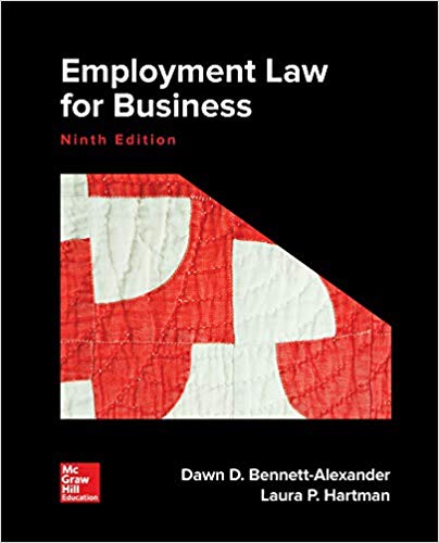 employment law for business 9th edition dawn d. bennett alexander, laura p. hartman 1259722333, 978-1259722332