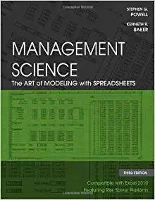 Management Science The Art Of Modeling With Spreadsheets