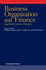 business organization and finance, legal and economic principles 11th edition william a klein, john coffee