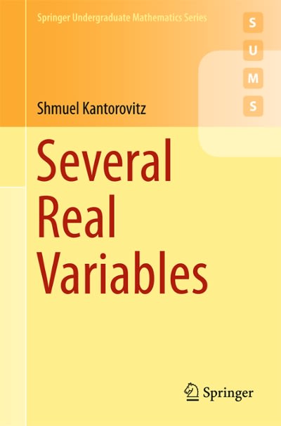several real variables 1st edition shmuel kantorovitz 3319279564, 9783319279565