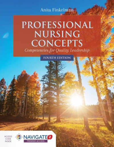 professional nursing conceptscompetencies for quality leadership 4th edition anita finkelman 1284127273,