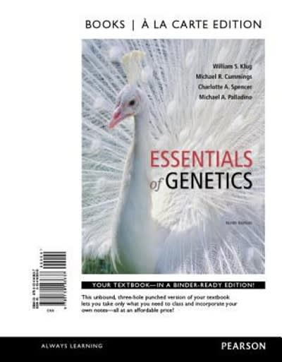 essentials of genetics, books a la carte edition 9th edition william s klug, michael r cummings, charlotte a