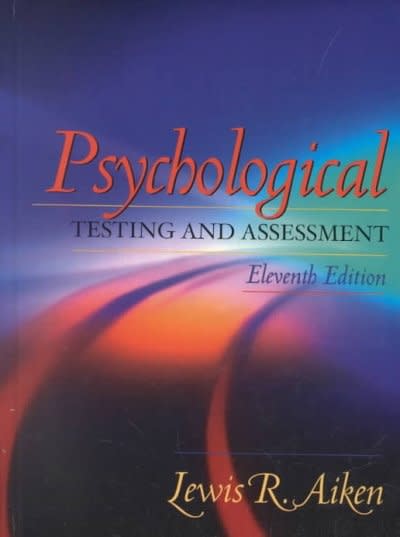 psychological testing and assessment 11th edition lewis r aiken 0205354718, 9780205354719