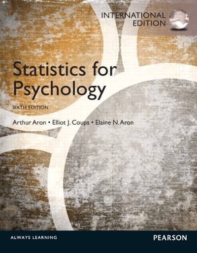statistics for psychology 6th edition arthur aron 0205895344, 9780205895342
