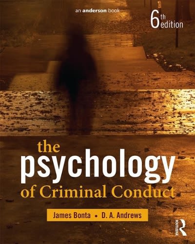 the psychology of criminal conduct 6th edition james bonta, d a andrews, da andrews 1138935778, 9781138935778