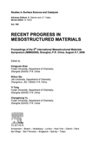 recent progress in mesostructured materials 1st edition dongyuan zhao, shilun qiu, yi tang, chengzhong yu