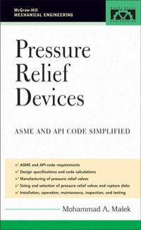 pressure relief devices asme and api code simplified 1st edition mohammad malek 007145537x, 9780071455374