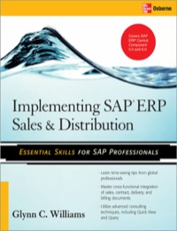 implementing sap erp sales and distribution essential skills for spa professionals 1st edition glynn  c.