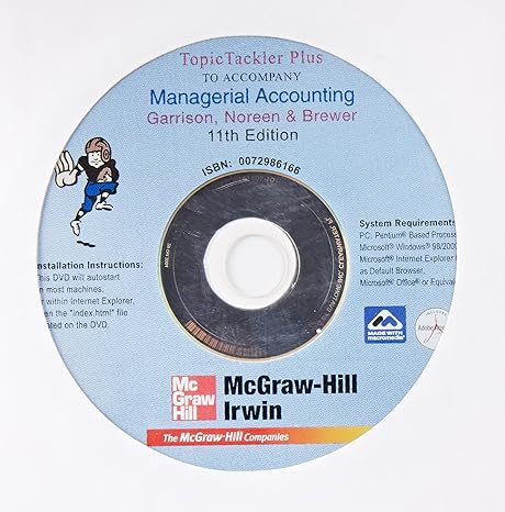 topic tackler plus to accompany managerial accounting 11th edition ray garrison ,eric noreen ,peter brewer