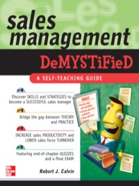 sales management demystified  a self teaching guide 1st edition robert calvin 0071486542, 9780071486545