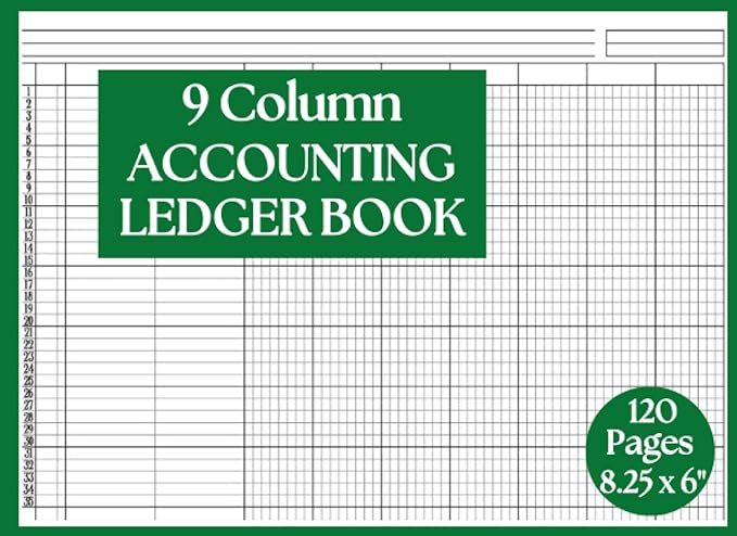9 column accounting ledger book business and personal use bookkeeping budgeting and record keeping 8.25 