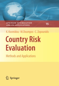 country risk evaluation methods and applications 1st edition kyriaki kosmidou, michael doumpos, constantin