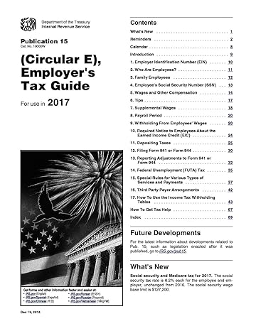 employers tax guide 2017 2017 edition internal revenue service 1541288912, 978-1541288911