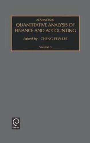 advances in quantitative analysis of finance and accounting volume 8 1st edition cheng few lee 9780762306671,