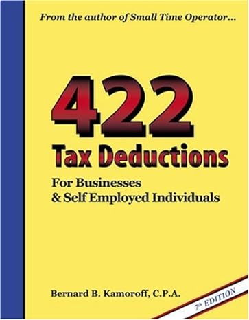 422 tax deductions for businesses and self employed individuals 7th edition bernard b. kamoroff 0917510267,