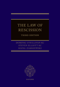 the law of rescission 3rd edition dominic o'sullivan kc , steven elliott kc , rafal zakrzewski 0198852282,