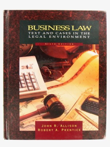 business law  texts and cases 5th edition john r. allison 0030310490, 9780030310492