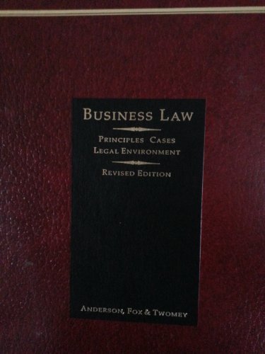business law  principles cases  legal environment 1st edition ronald a. anderson 0538124504, 9780538124508