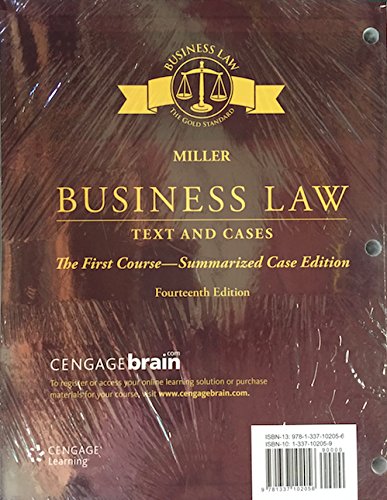 business law text and cases  the first course 14th edition roger leroy miller 1337102059, 9781337102056