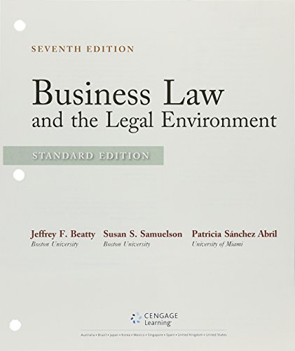 business law and the legal environment 7th edition jeffrey f. beatty , susan s. samuelson , patricia abril