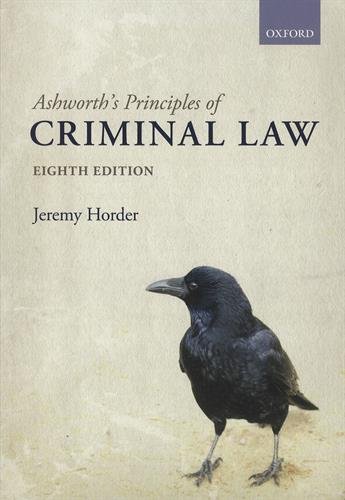 ashworths principles of criminal law 8th edition jeremy horder 0198753071, 9780198753070