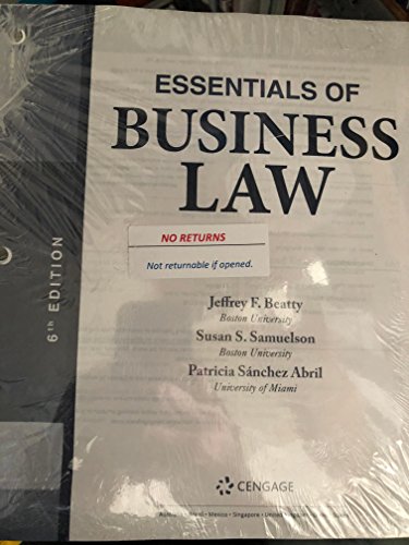 essentials of business law  jeffrey f. beatty, susan s. samuelson, patricia sanchez abril 1337404322,