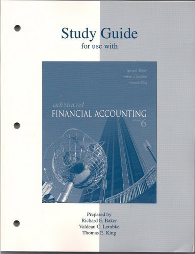 study guide for use with advanced  advanced financial accounting 6th edition richard e. bake,valdean c. 