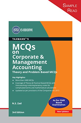 taxmanns mcqs on corporate and management accounting theory and problem based mcqs 3rd edition n.s. zad
