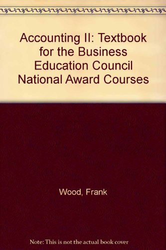 accounting ii textbook for the business education council national award courses 1st edition wood, frank