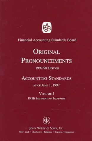 original pronouncements  accounting standards as of june 1 1997 volume 1 fasb statements of standards 1998