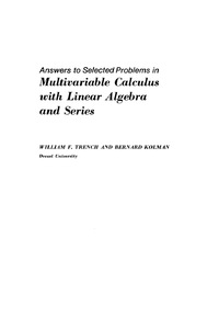 answers to selected problems in multivariable calculus with linear algebra and series 1st edition william f.