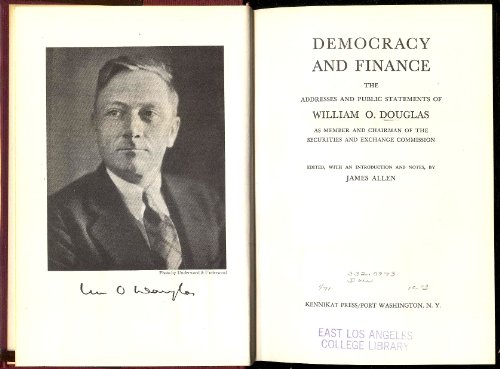 democracy and finance 1st edition william o douglas 0804605564, 9780804605564