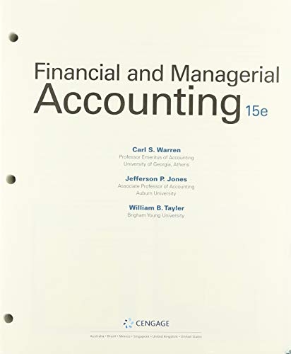 financial and managerial accounting 15th edition carl s. warren, jefferson p.  jones,    william b.tayler