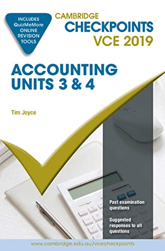 cambridge checkpoints  vce 2019  accounting units 3 and 4 1st edition tim joyce 1108467083, 9781108467087