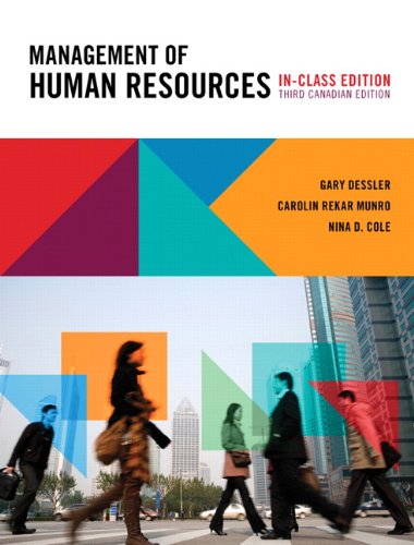 management of human resources in class edition third canadian edition 3rd edition gary dessler , carolin
