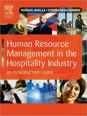 human resource management in the hospitality industry an introductory guide 8th edition michael boella,