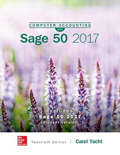 computer accounting with sage 50  accounting 2017 20th edition carol yacht 1259534669, 9781259534669