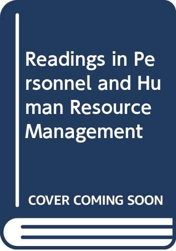 readings in personnel and human resource management personnel and human resource management 1st edition