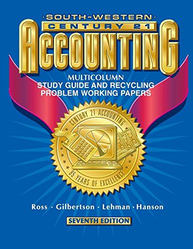 south wastern century 1 accounting multicolumn study guide and recycling problem working papers 7th edition
