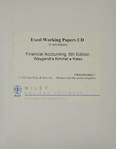 financial accounting  excel working papers cd to accompany 6th edition jerry j. weygandt, paul d. kimmel,