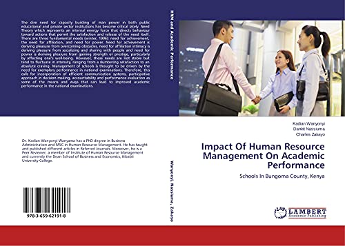 impact of human resource management on academic performance schools in bungoma county kenya 1st edition