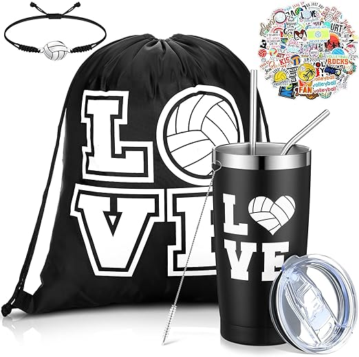 roshtia 5 pcs volleyball party favors gifts include drawstring bag volleyball bracelet 20 oz you-roshtia-805