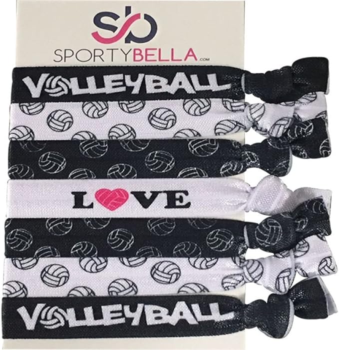 infinity collection sportybella volleyball love hair ties accessories for girls pack of 7  ?infinity