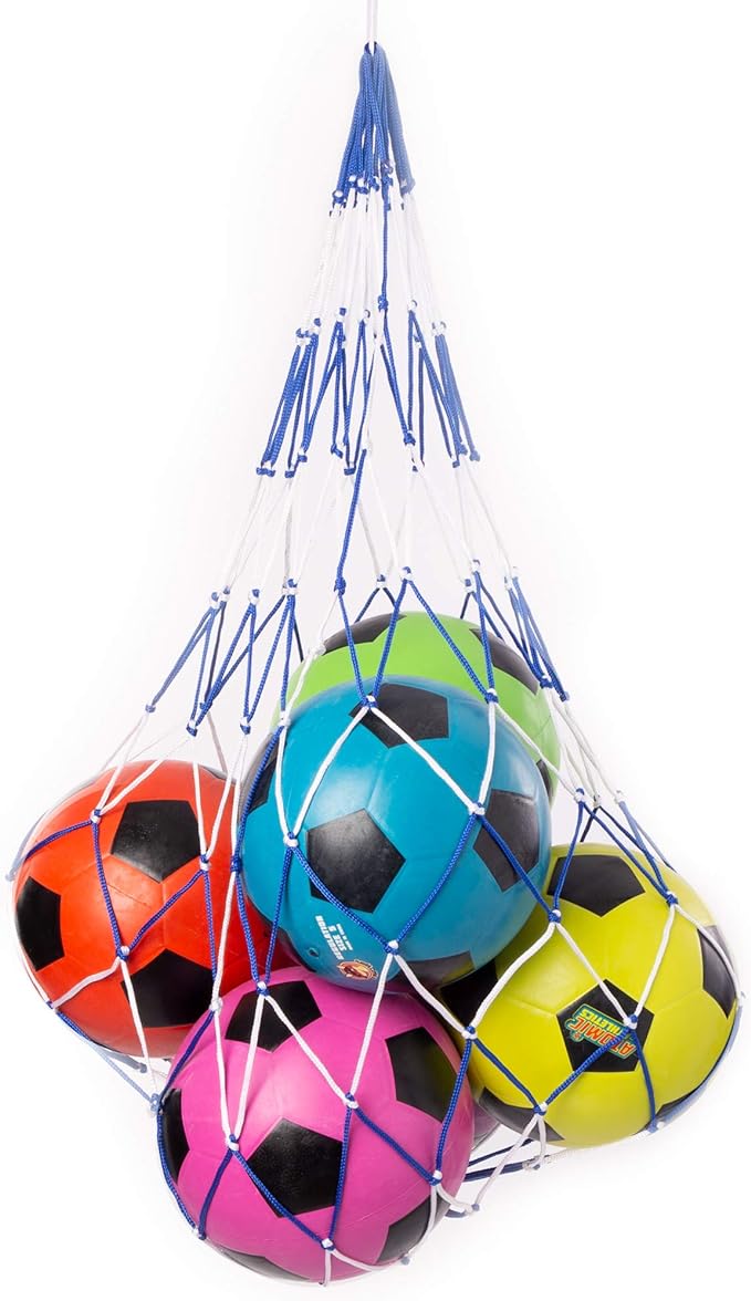 crown sporting goods double braided sports ball carrying net holds 10 balls for volleyball basketball etc 