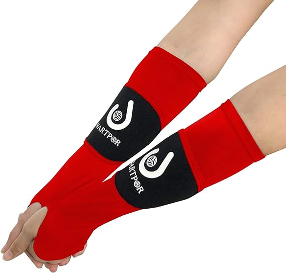 hartpor volleyball arm sleeves passing forearm with protection pad and thumbhole 1 pair  hartpor b09lcymxjr