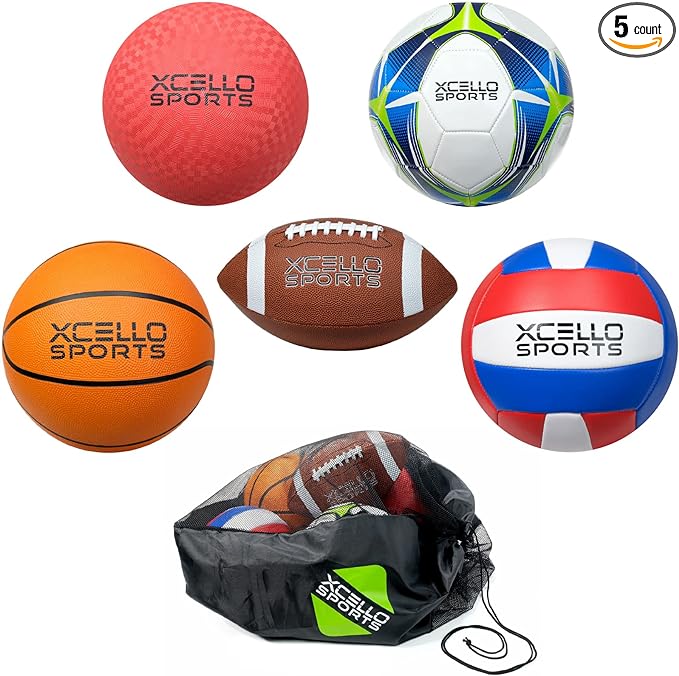 xcello sports multi sport 5 ball set jr football official b7 basketball size 5 soccer ball volleyball and